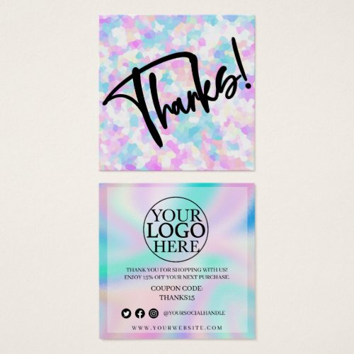 Pink Sprinkle Holographic Thank You Discount Card