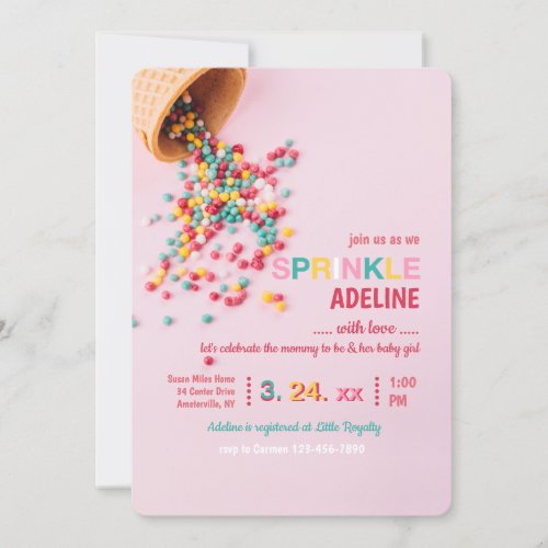 Pink Sprinkle Shower Invitation