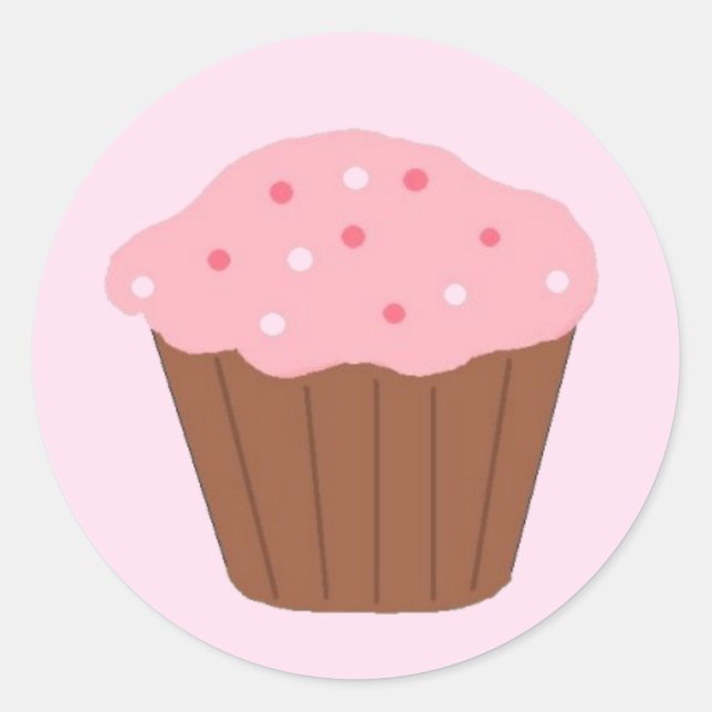 Pink Sprinkled Cupcake Classic Round Sticker (Front)
