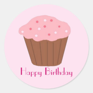 Pink Sprinkled Cupcake Classic Round Sticker
