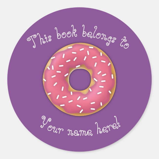 Pink Sprinkled Doughnut Bookplate (Front)