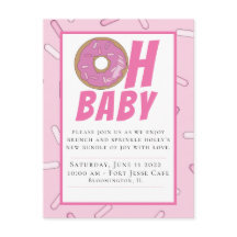 Pink Sprinkles Baby Shower Postcard Invitation