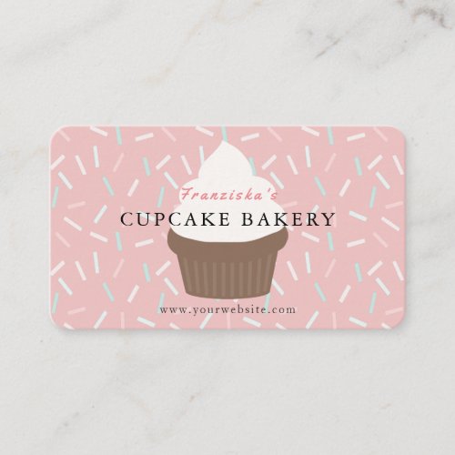 Pink Sprinkles Cupcake Bakery Business Card