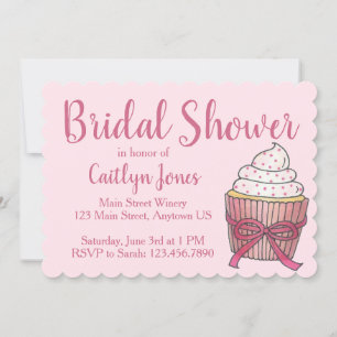 Pink Sprinkles Cupcake Wedding Bridal Shower Cake Invitation