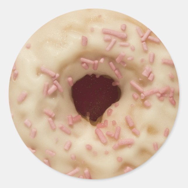 Pink Sprinkles Donut Classic Round Sticker (Front)
