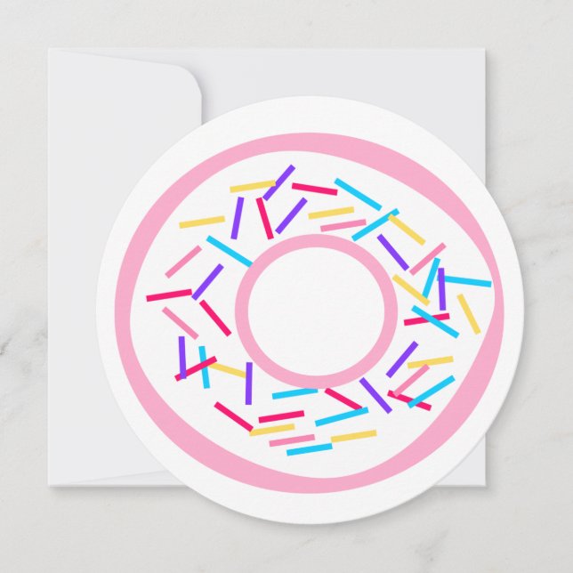 Pink Sprinkles Donut Round Flat Card (Front)