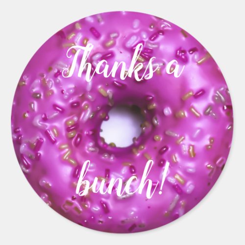 Pink Sprinkles Donut | Thank You Classic Round Sticker