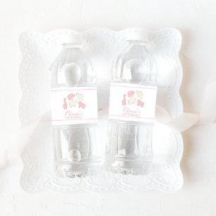 Pink sprinkles Frosted Animal Cookie party decor Water Bottle Label
