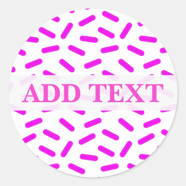Pink Sprinkles Pattern Custom Classic Round Sticker (Front)