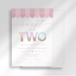 Pink Sprinkles Sweet to be Two Ice Cream Birthday Invitation