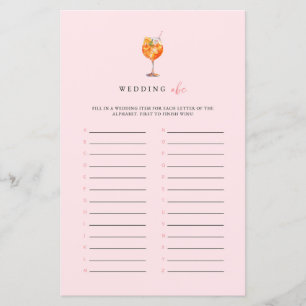 Pink Spritz Wedding ABC Bridal Shower Game