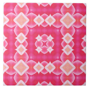 Pink square abstract floral baby girl pattern ceramic tile