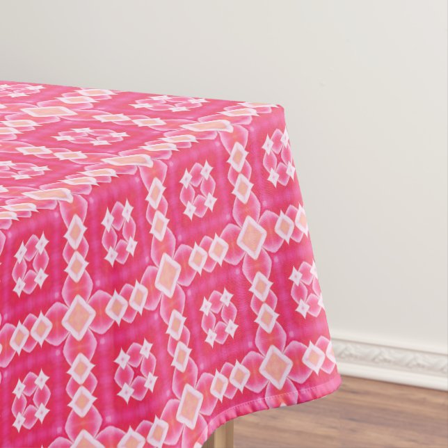Pink square abstract floral baby girl pattern tablecloth (In Situ)
