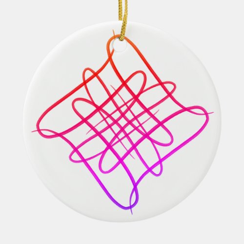 Pink Square Doodle  Mandala 11  Ceramic Ornament