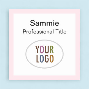 Pink Square Name Tag Badge Logo Magnetic or Pin