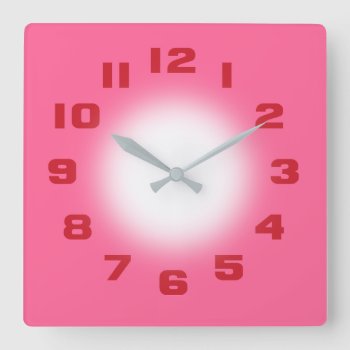Pink Square Wall Clock by Youbeaut at Zazzle
