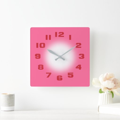 Pink Square Wall Clock | Zazzle