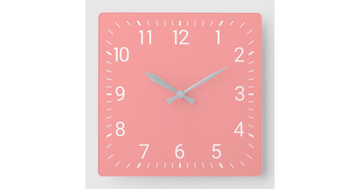 Pink Clock Square Pink Square Wall Clock | Zazzle