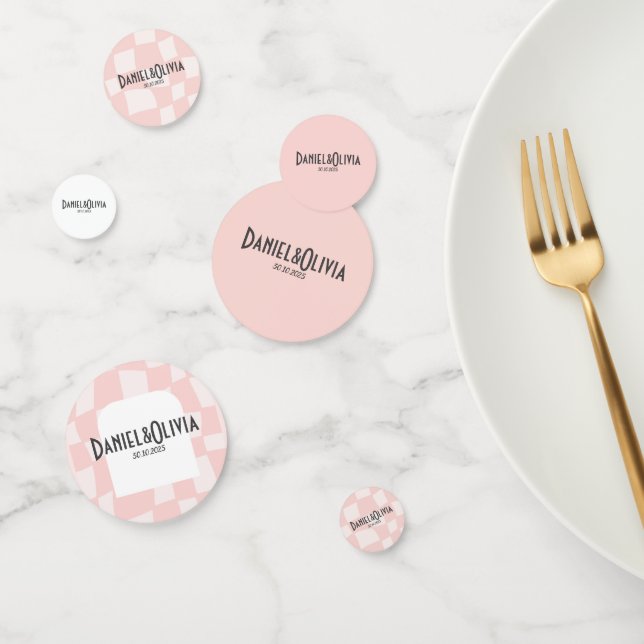 Pink Square Wedding Confetti (Group)