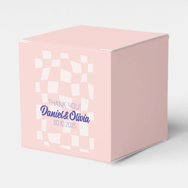 Pink Square Wedding Favor Boxes (Front Side)