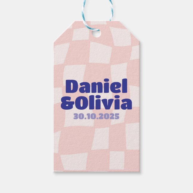 Pink Square Wedding Gift Tags (Front)