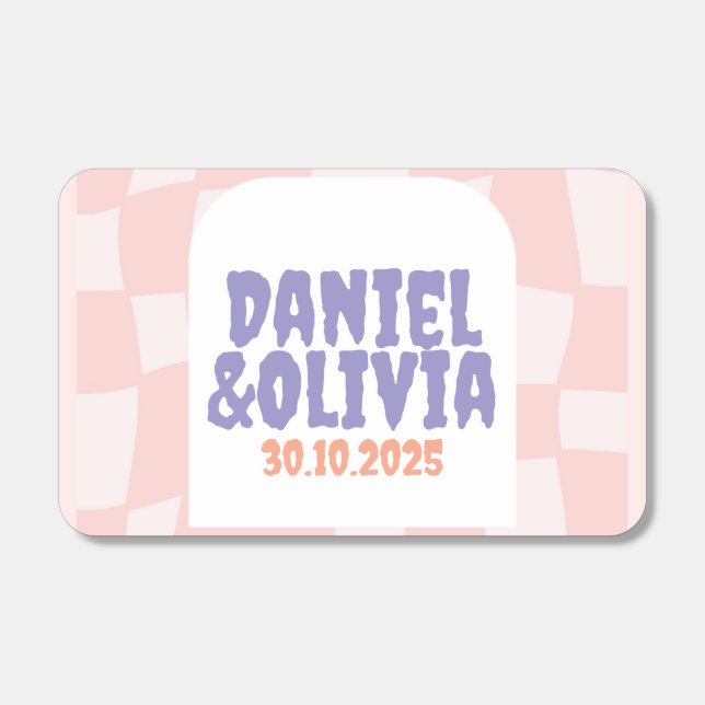 Pink Square Wedding Matchboxes (Front)
