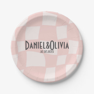 Pink Square Wedding Paper Plates
