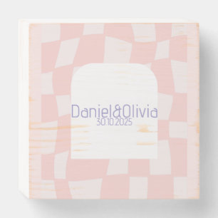 Pink Square Wedding Wooden Box Sign