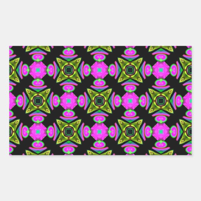 Pink Squared Design Rectangular Sticker (Front)