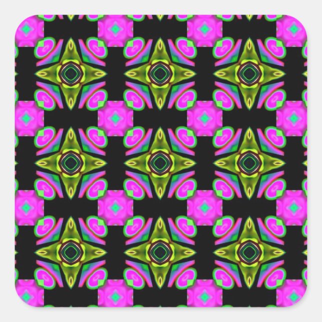 Pink Squared Design Square Sticker (Front)