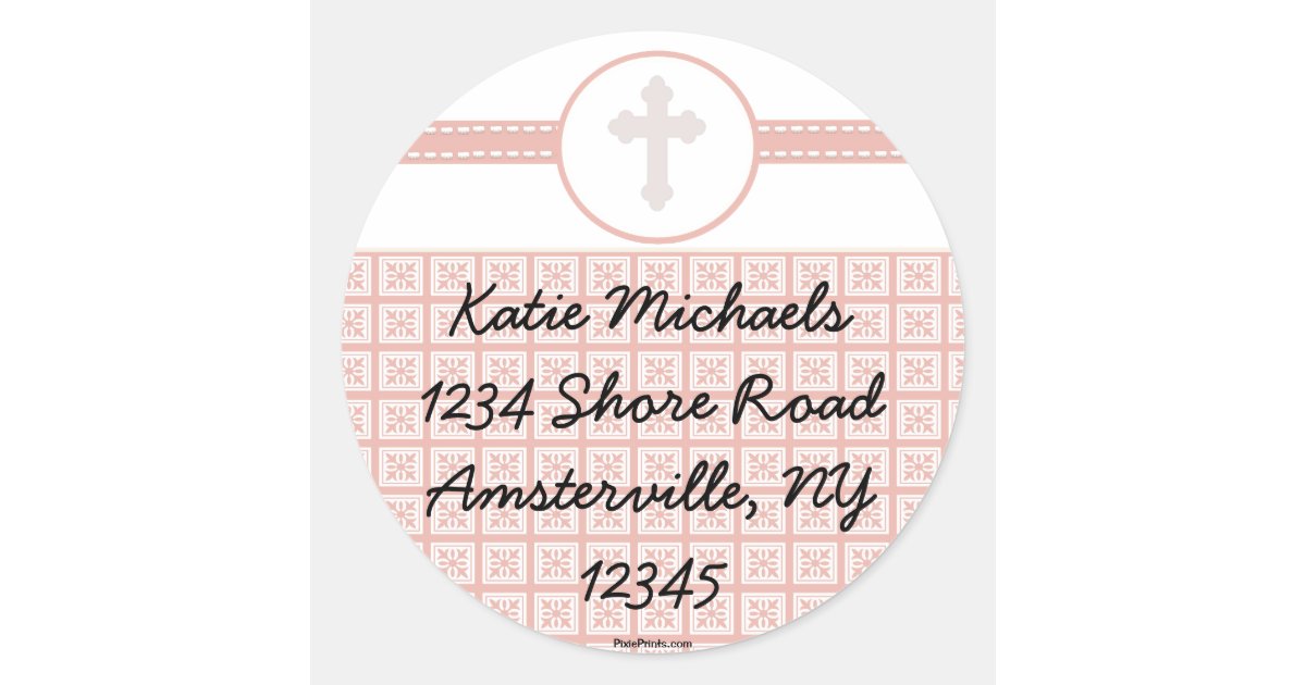 Pink Squares Cross Sticker | Zazzle