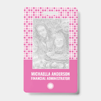 Pink Squares Pattern Badge