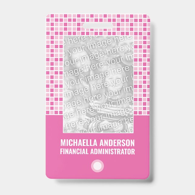Pink Squares Pattern Badge (Front)