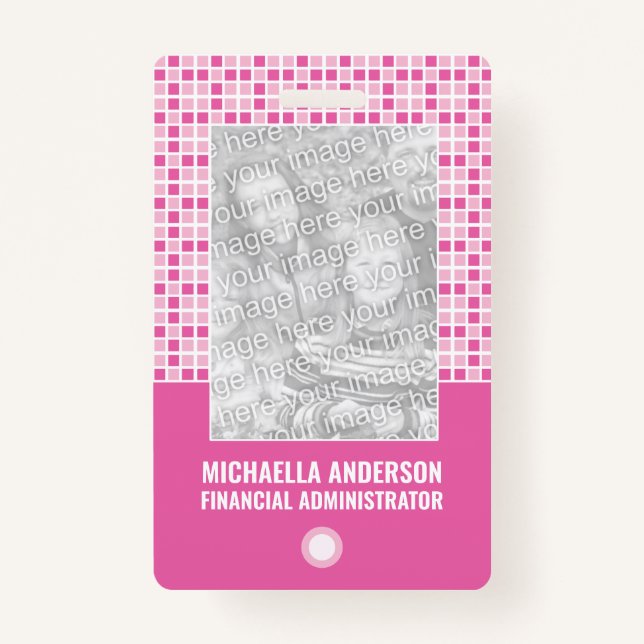 Pink Squares Pattern Badge (Front)