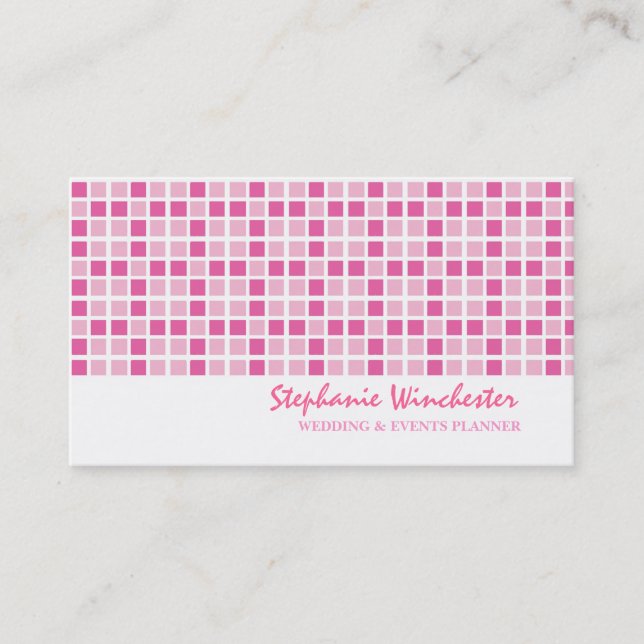 Pink Squares Pattern Business Card (Front)
