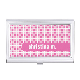 Pink Squares Pattern Business Card Holder