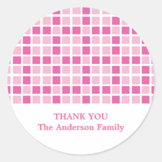 Pink Squares Pattern Classic Round Sticker