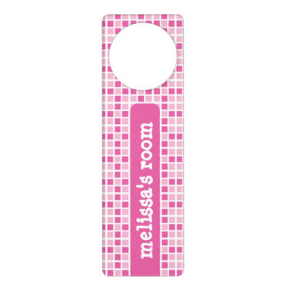 Pink Squares Pattern Door Hanger