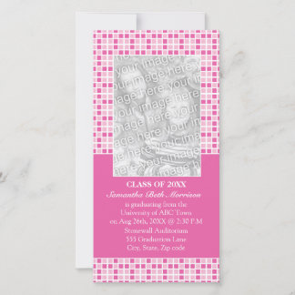 Pink Squares Pattern Graduation Announcement