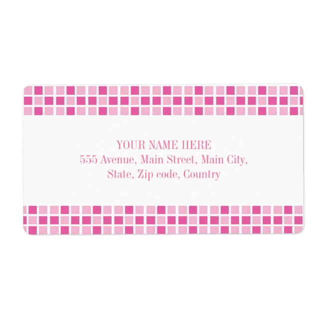 Pink Squares Pattern Label (Front)