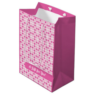 Pink Squares Pattern Medium Gift Bag