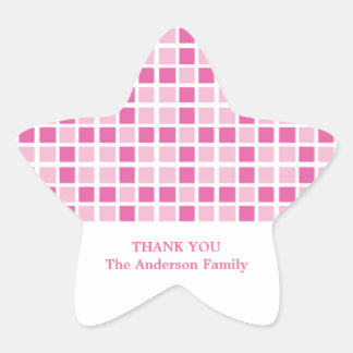 Pink Squares Pattern Star Sticker