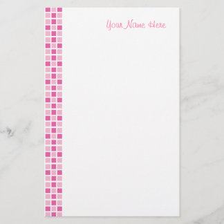 Pink Squares Pattern Stationery