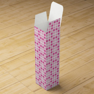 Pink Squares Pattern Wine Gift Box