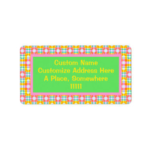 Pink Squares Spring Colors Pattern Address Label