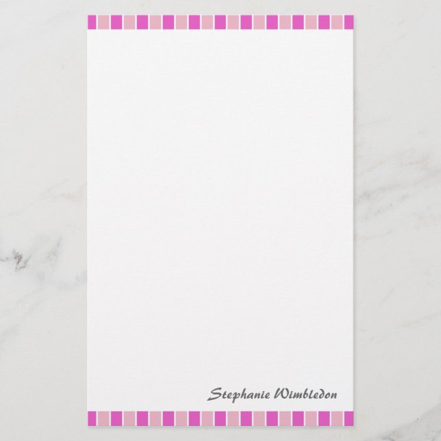 Pink Squares Stationery (Front)
