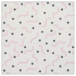 Pink Squiggles and Black Dots Memphis Pattern Fabric