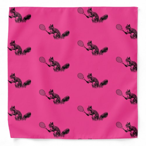 Pink Squirrel Tennis Pattern Bandana