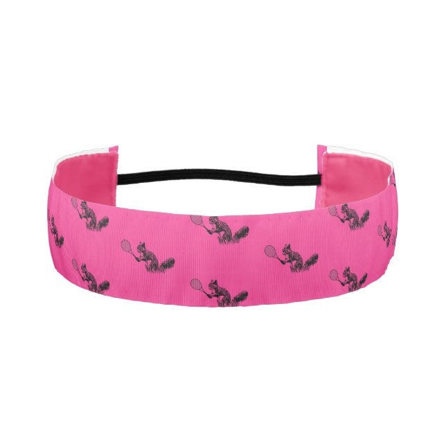 Pink Squirrel Tennis Player Pattern Athletic Headband (Front)