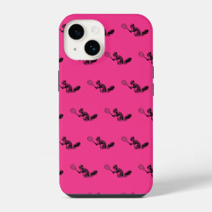 Pink Squirrel Tennis Player Pattern iPhone 14 Case